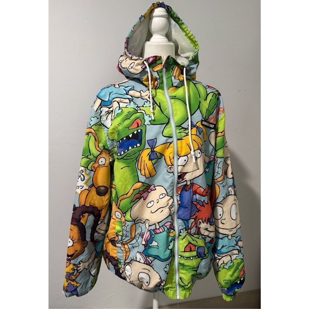 Members only x Nickelodeon Rugrats all over windbreaker jacket L